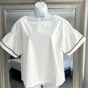 AZAI Elegant Classic White Puff Sleeve Blouse Size M.